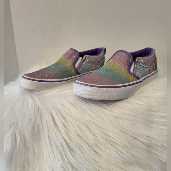 Vans Kids Glitter Slip-On Shoes - Multicolor, Size 4 - Picture 2 of 8